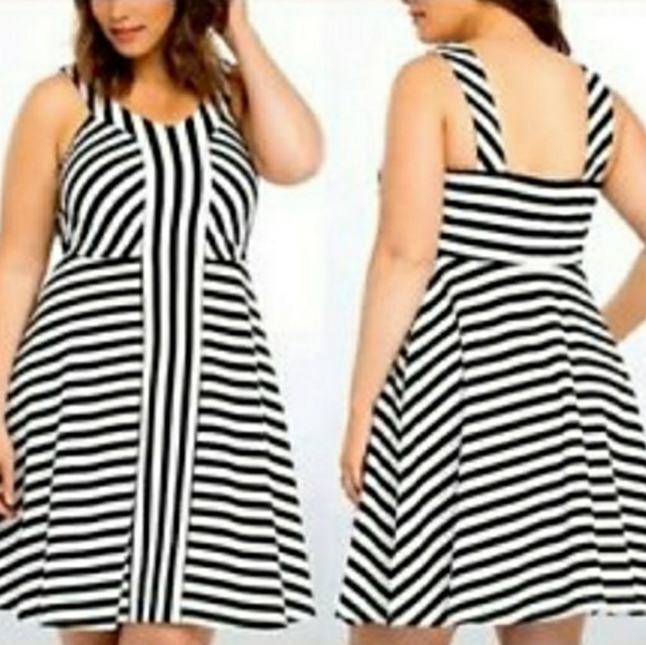torrid Dresses & Skirts - Torrid Black and White Striped Fit and Flare Dress